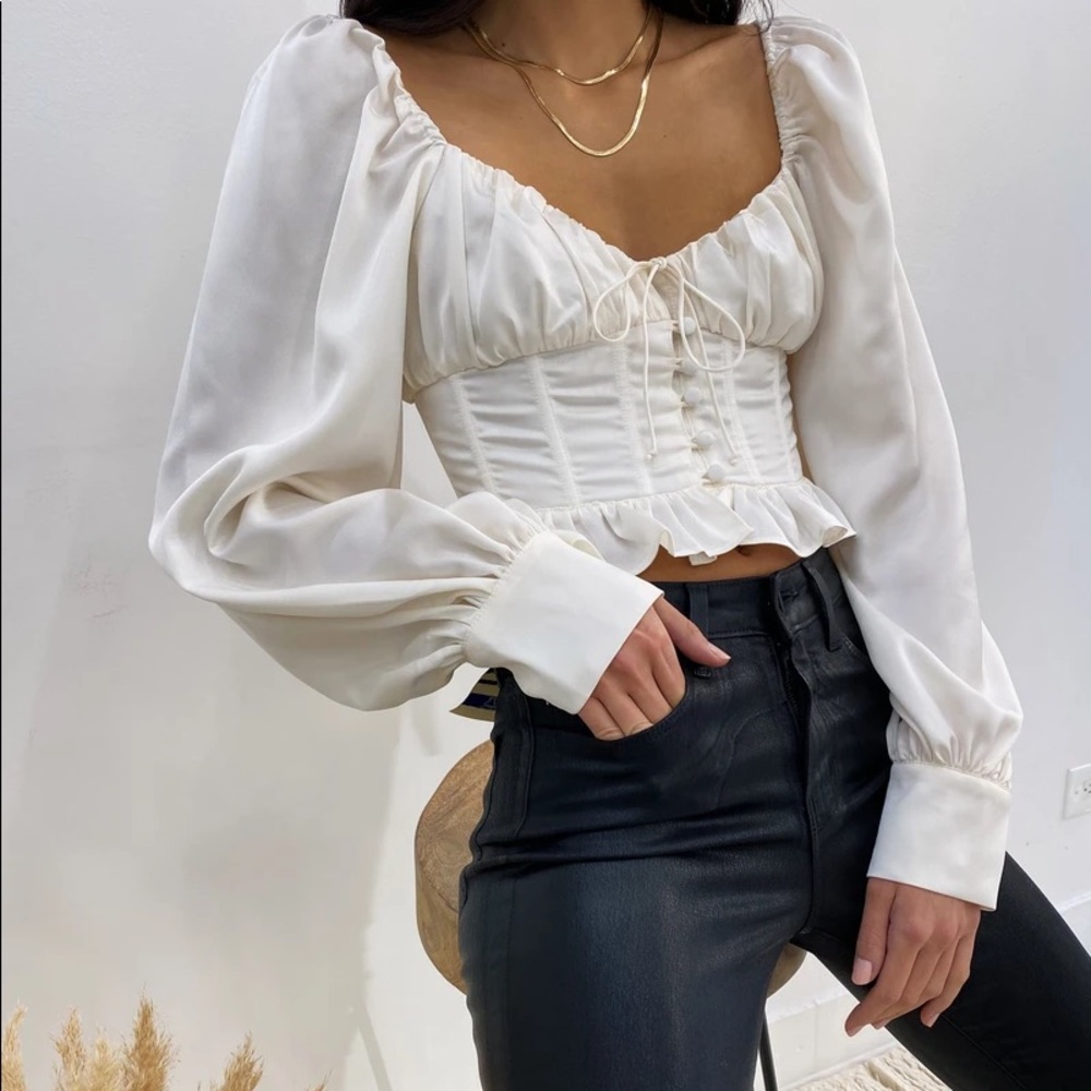 For Love and Lemons Ivory Carina Blouse